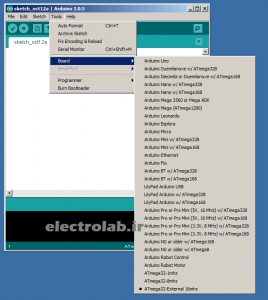 arduino select bord الکترولب